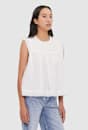 Shirred Sleeveless Ramie Top