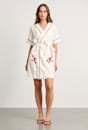 Embroidered Linen Lobster Robe Dress