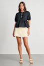 Poplin Puff Sleeve Tie Top