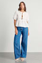 Poplin Puff Sleeve Tie Top