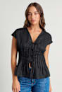 Delphine Pintuck Linen Blouse
