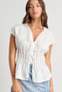 Delphine Pintuck Linen Blouse