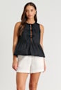 Poplin Sleeveless Tie Top