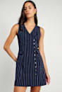 Gia Pinstripe Asymmetric Dress