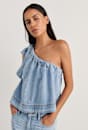 Loe Denim One Shoulder Top
