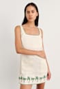 Palm Embroidered Mini Dress