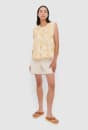 Shirred Sleeveless Ramie Top