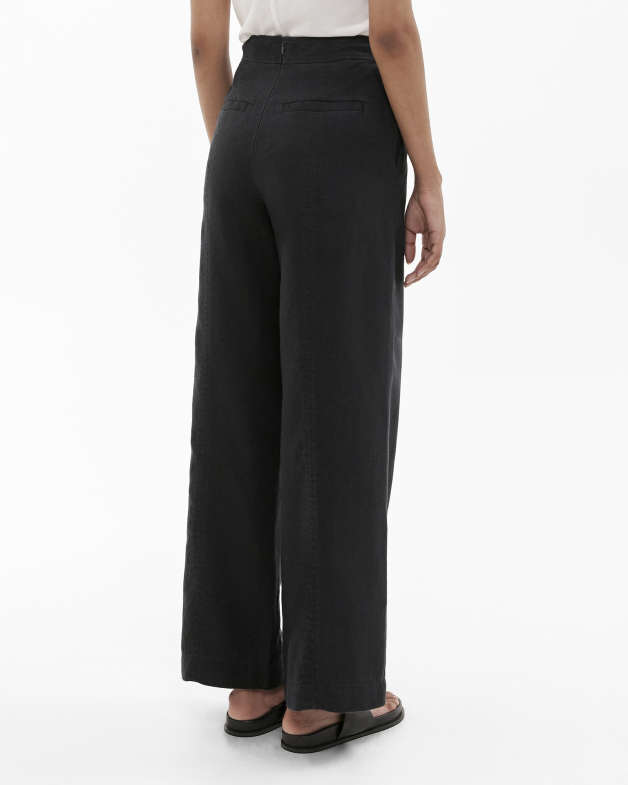 Black Linen Look High Waisted Tailored Trousers  PrettyLittleThing KSA