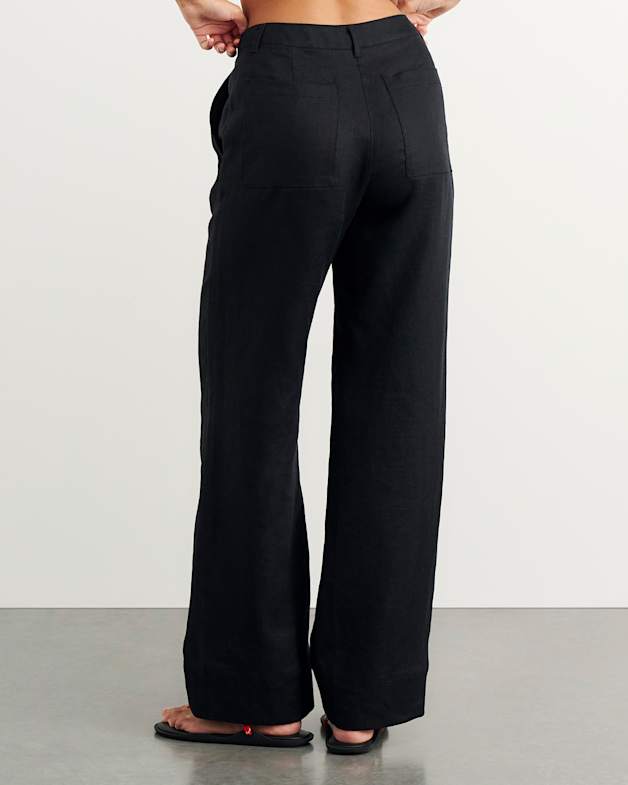 Kayla Linen Pintuck Pant in Black | JAG
