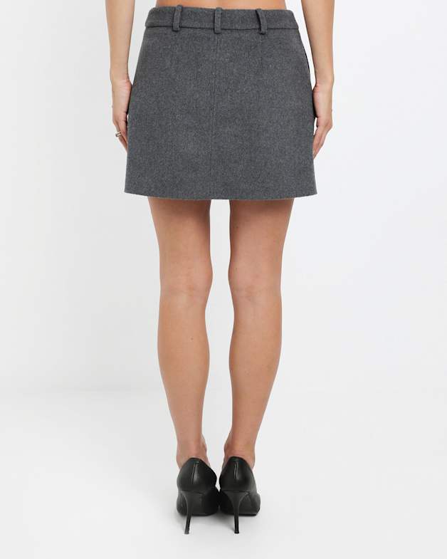 Rb X Jag Wool Blend Mini Skirt in Charcoal | JAG