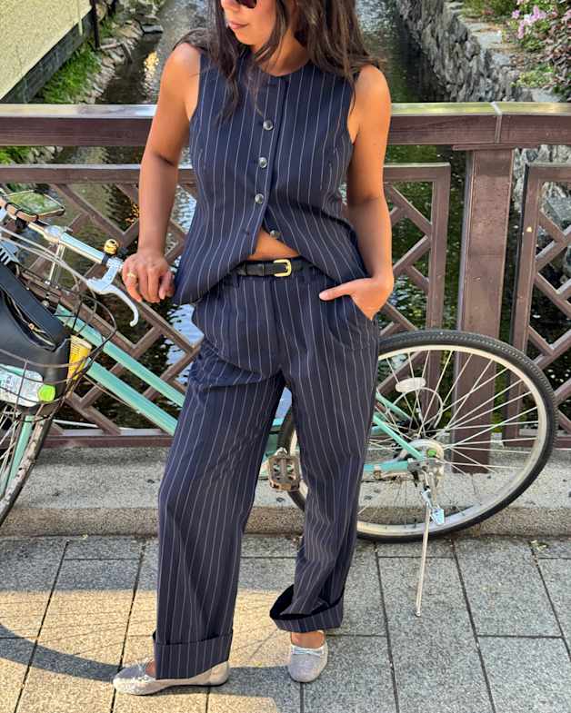 Gia Pinstripe Tuck Pant