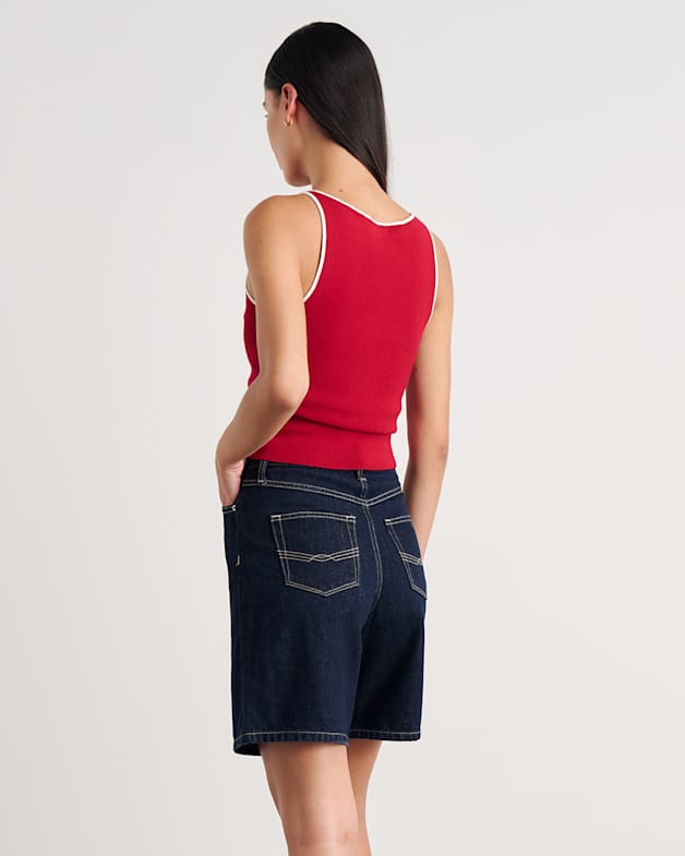 Lydia Contrast Knit Tank in Deep Red | JAG