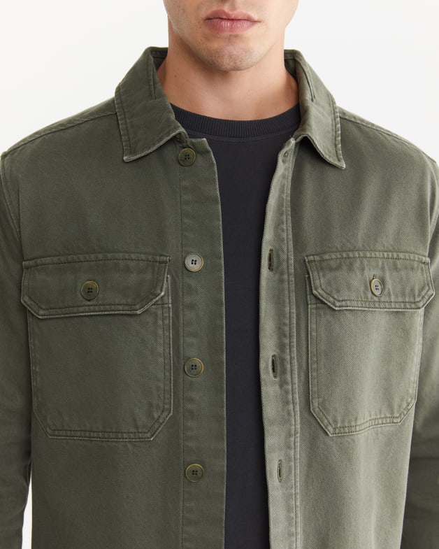 Green best sale shirt jacket