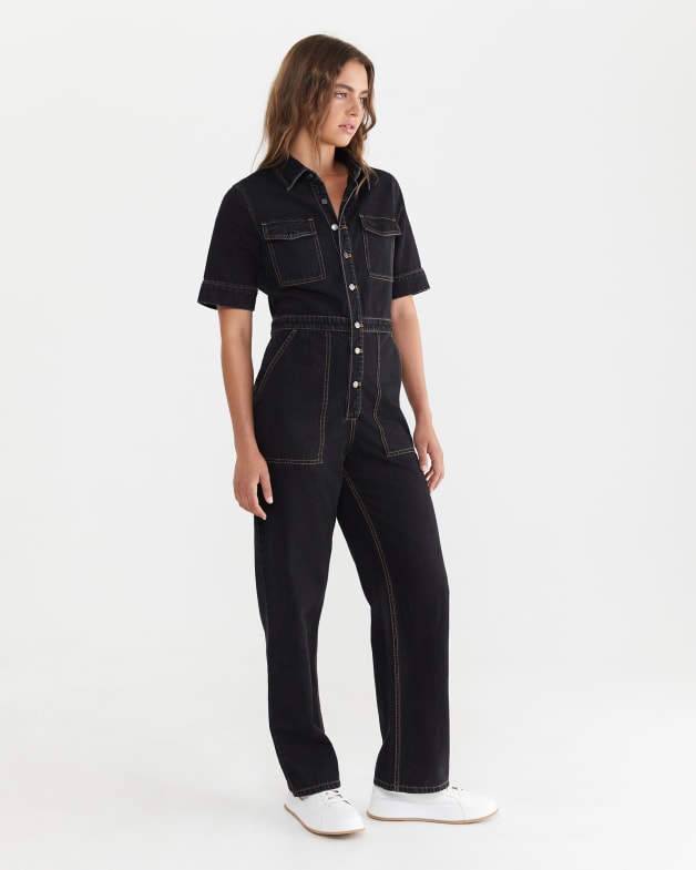 Short sleeve deals denim boiler suit