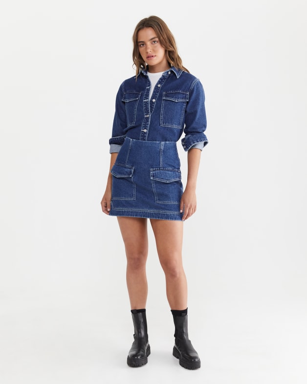 Clip belt hotsell utility denim skirt