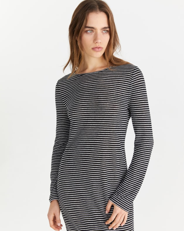 Stripe Linen Dress in Blackwhite JAG