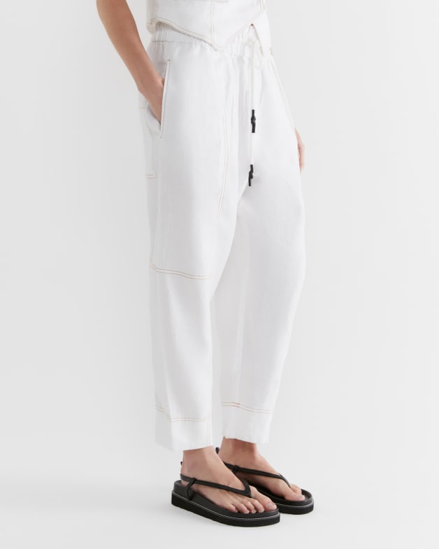 White linen pull on pants store