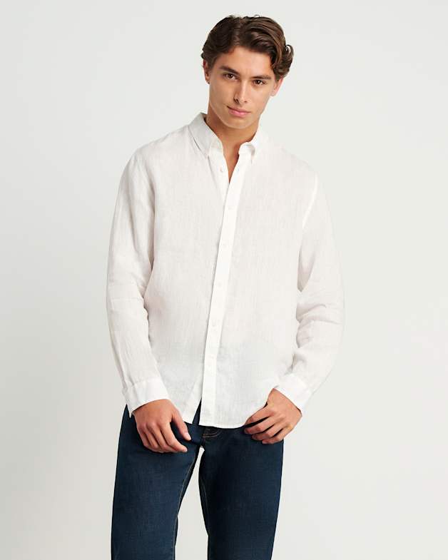 Hux Linen Shirt in White JAG