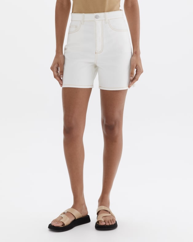 Mid rise white shorts online
