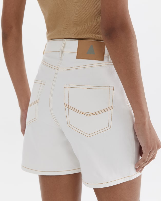 Long white denim shorts sales