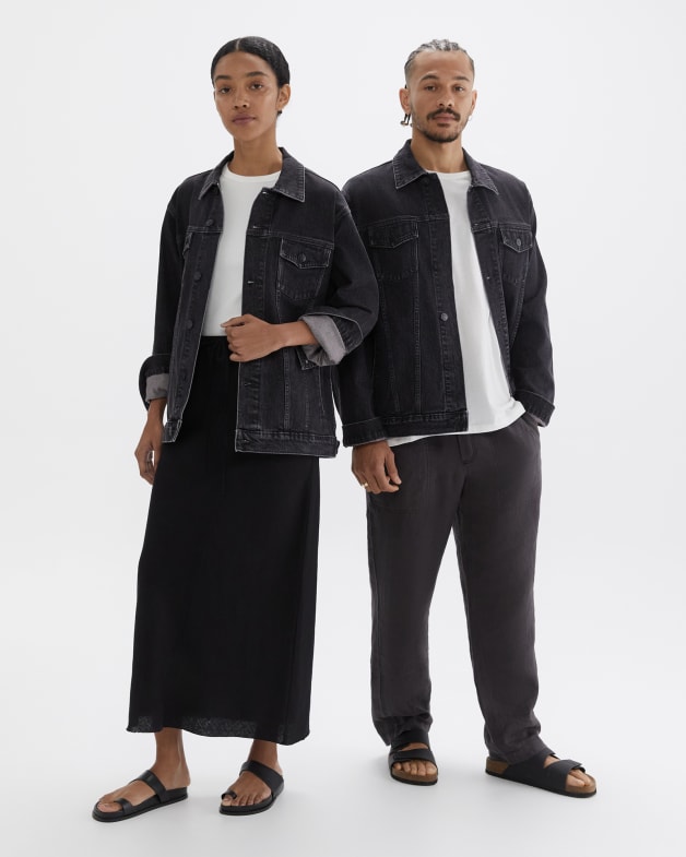 Washed black denim jacket womens sale