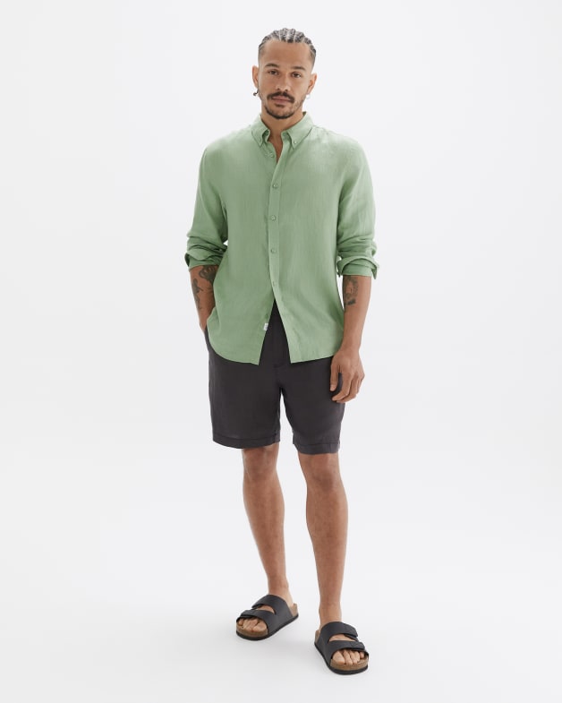 Green shirt sales grey shorts