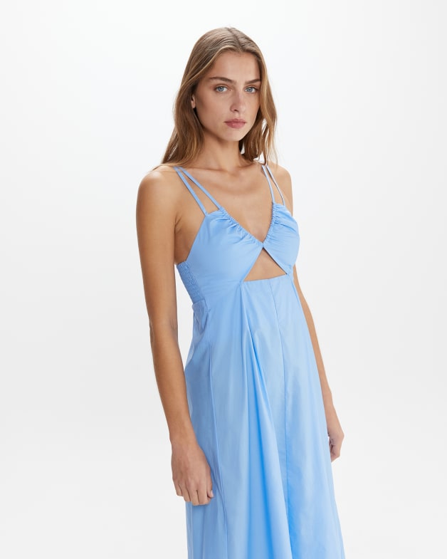 Organic Cotton V Strappy Dress in Sailor Blue JAG