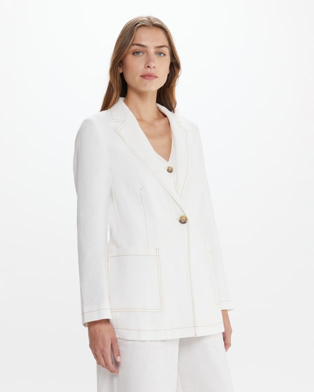 Ladies white linen jacket blazer 2025