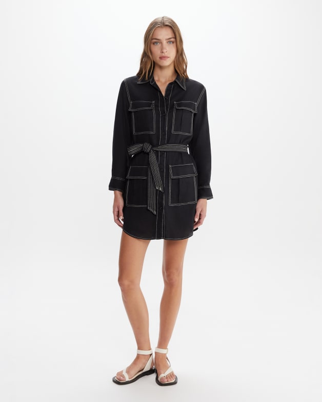 Black denim 2025 utility shirt dress