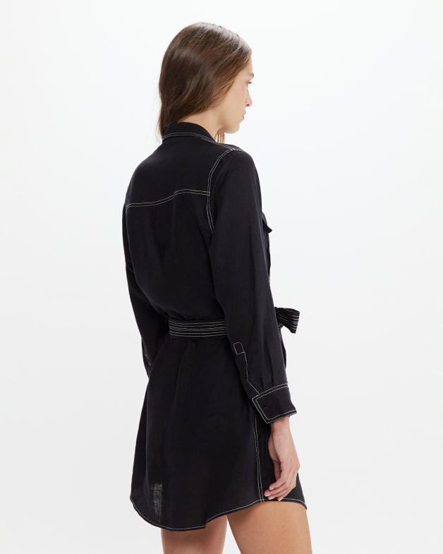 Black denim store utility shirt dress