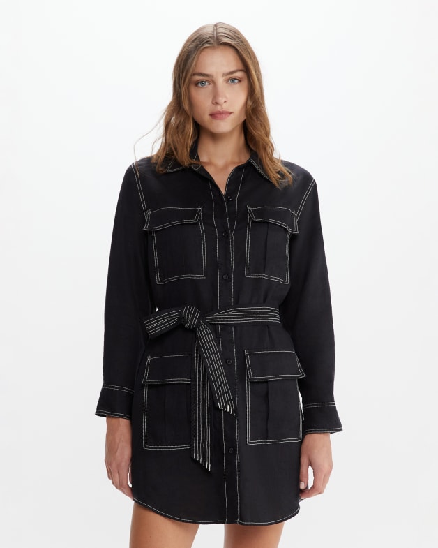 Black denim utility sales dress