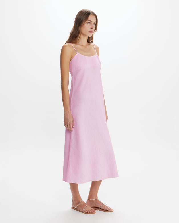 Dusty pink linen dress sales