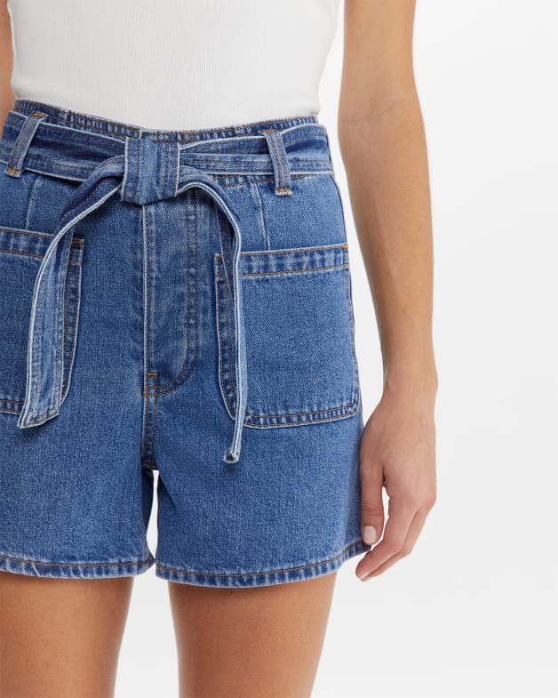 Tie front denim shorts 2025