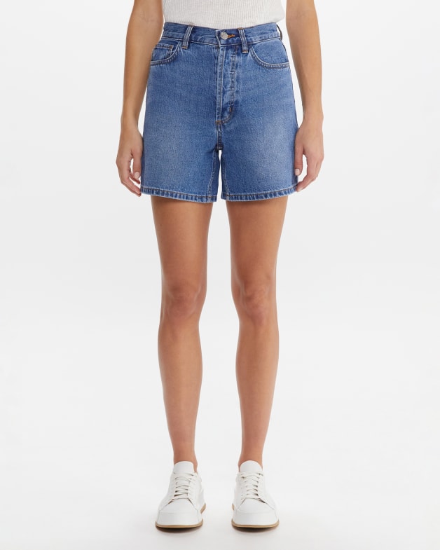 Mid rise denim shorts top
