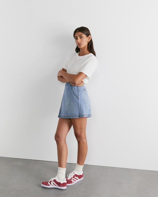 Denim wrap skirt extension online