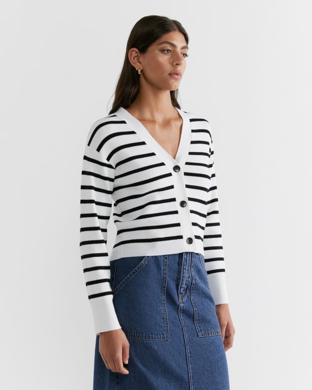 Grey and clearance white striped cardigan