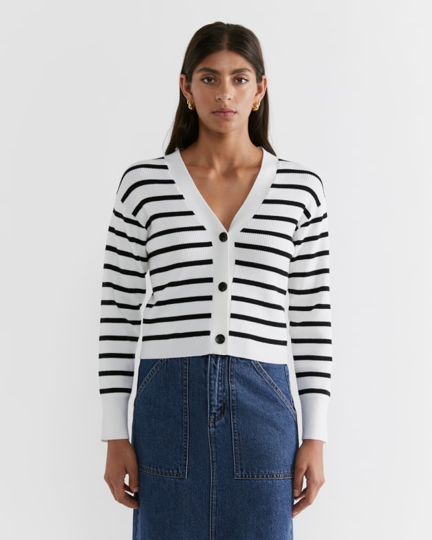 Grey and clearance white striped cardigan