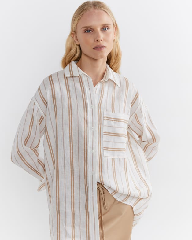 Striped linen shirt womens on sale