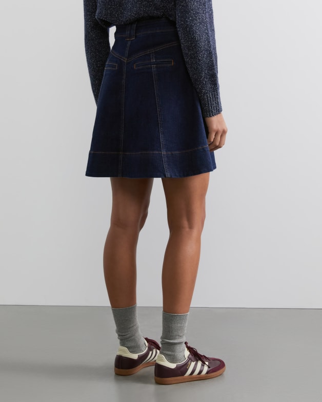Michelle Seam Denim Mini Skirt in Raw Wash JAG