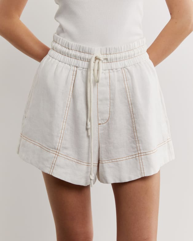 White pull on shorts cheap