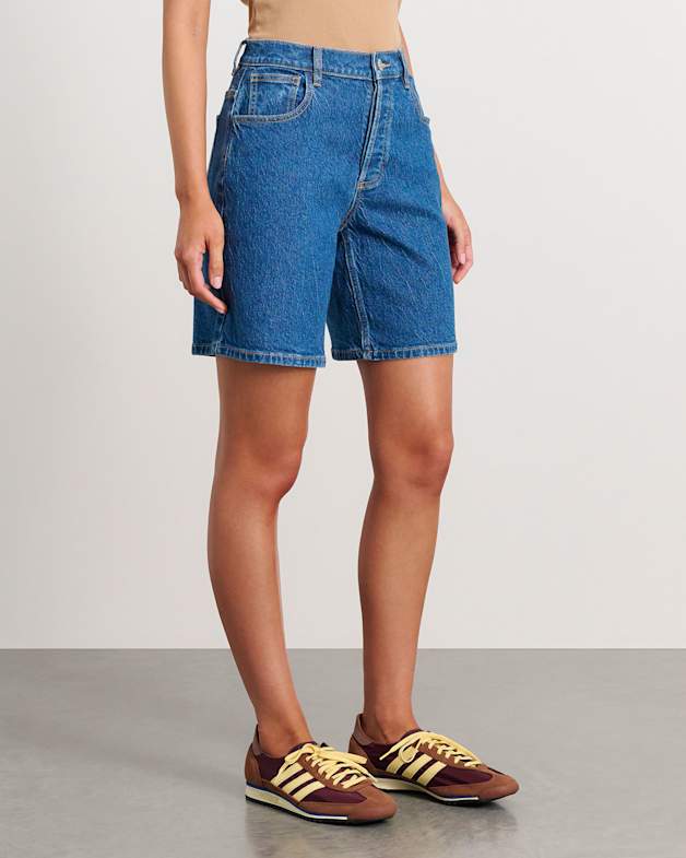 Mikaela Mid Rise Denim Shorts in Blue Wash JAG