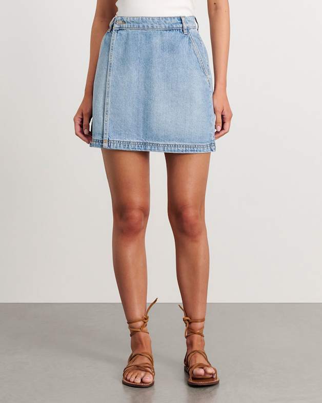 Denim wrap around skirt top