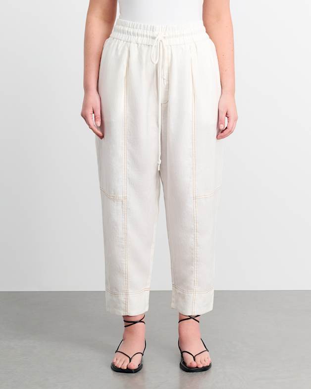 White linen pull on pants outlet