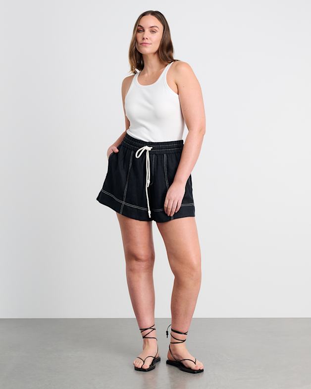 Black pull on shorts online
