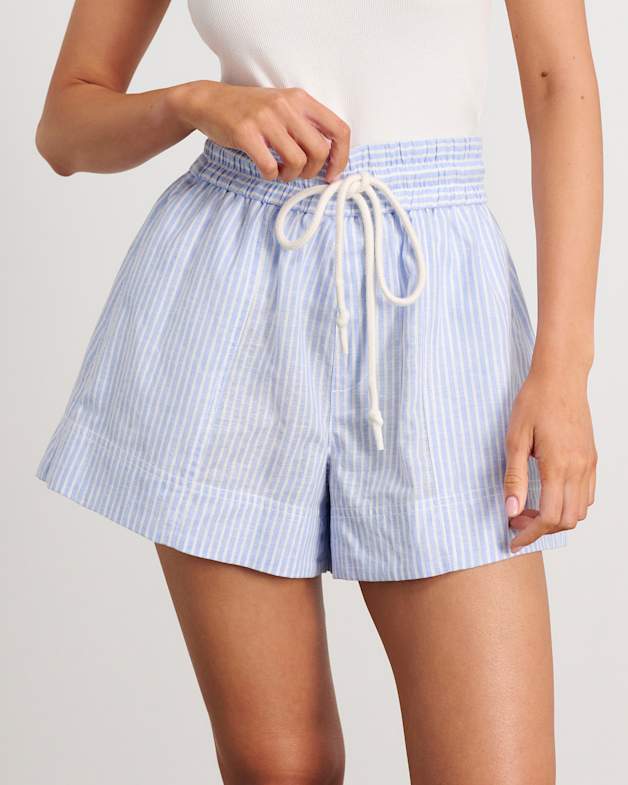 Blue shorts with white stripes cheap