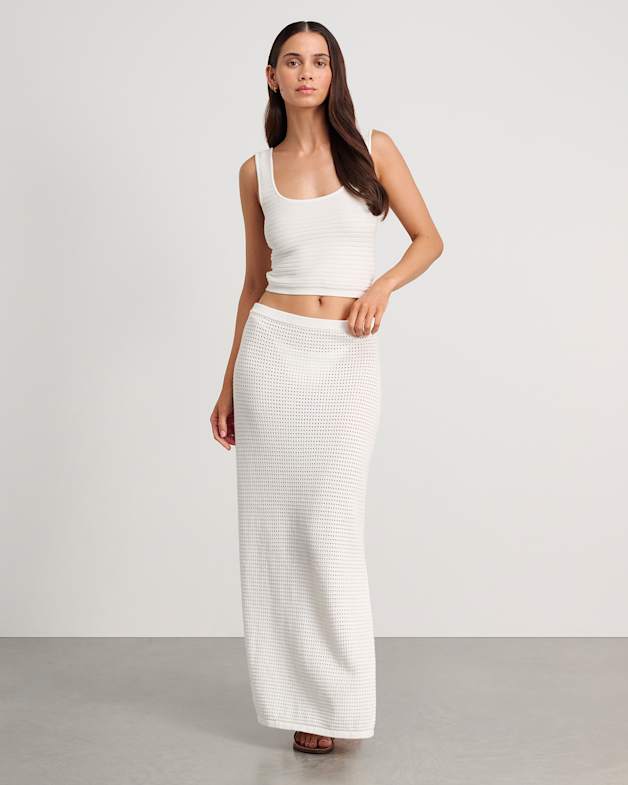 Beverley Knit Skirt in White JAG