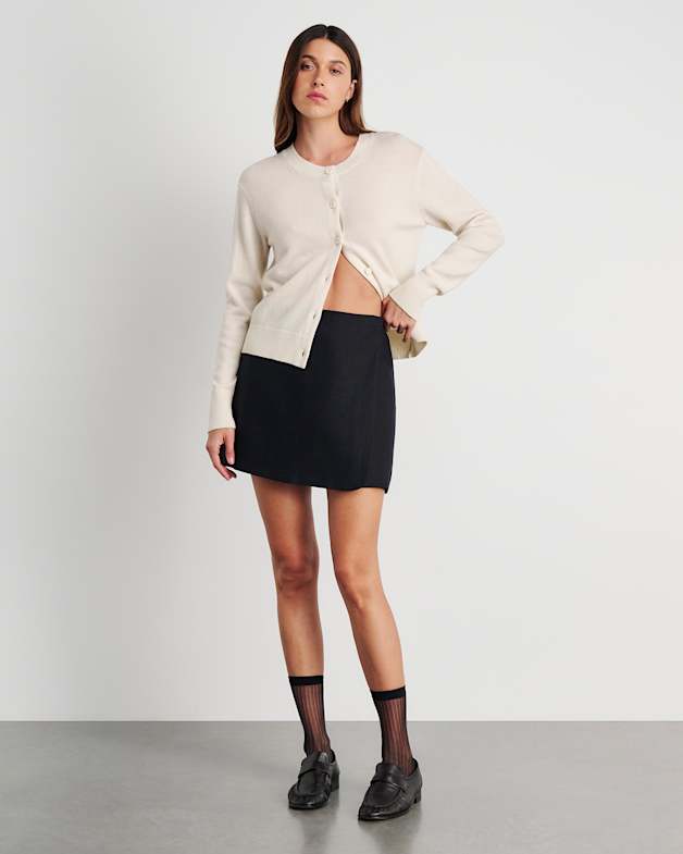 Stella Linen Wrap Mini Skirt in Black JAG