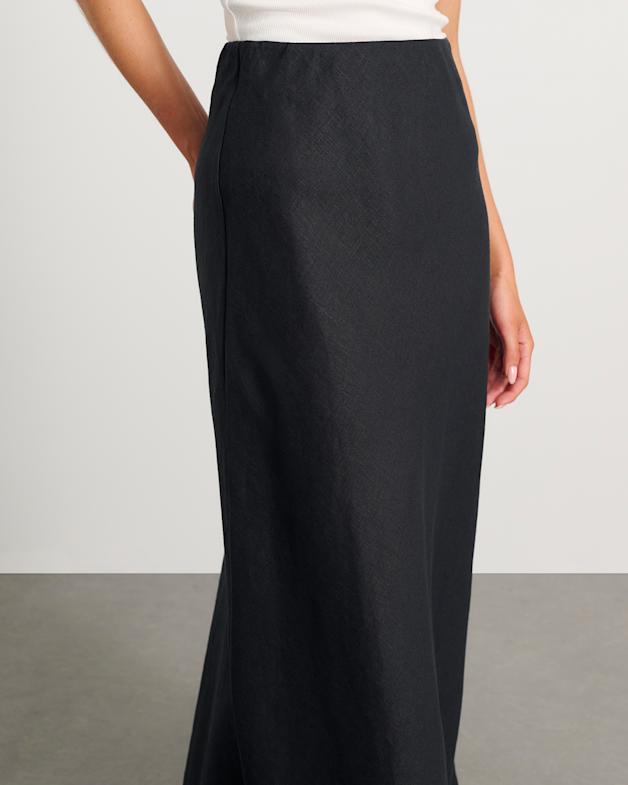Tia Linen A Line Skirt in Black JAG