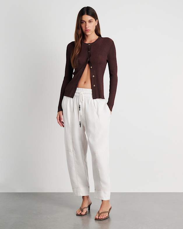 White linen pull on pants outlet