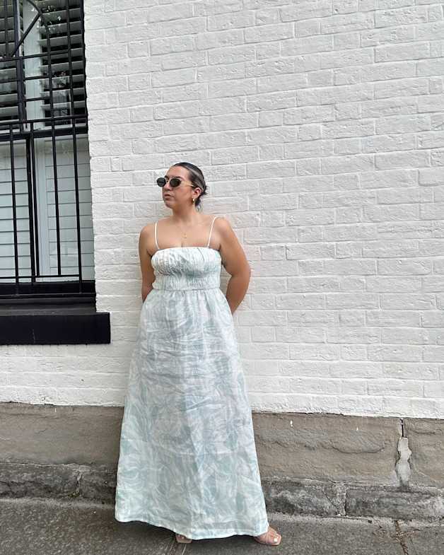 Palma Shirred Maxi Dress in Mintivory JAG